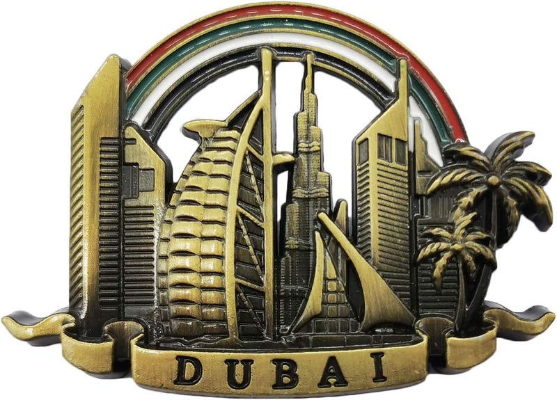 Wedarego مغناطيس ثلاجة ثلاثي الأبعاد لدبي، الإمارات العربية المتحدة، هدية تذكارية معدنية مجموعة، ملصق مغناطيسي لثلاجة دبي، ديكور المنزل والمطبخ - Image 1