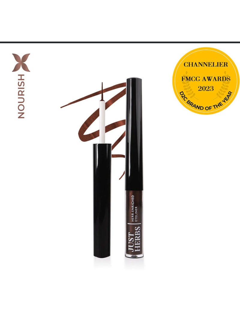 Just Herbs Herb Enriched Waterproof Eyeliner Organic With Jojoba Oil & Vitamin E - 09 - Nutty Brown 2.5ml  - Image 1