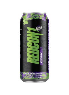 REDCON1 Energy High Performance Drink 473ml, Sour Gummy, Blast Box Of 12 Pieces 