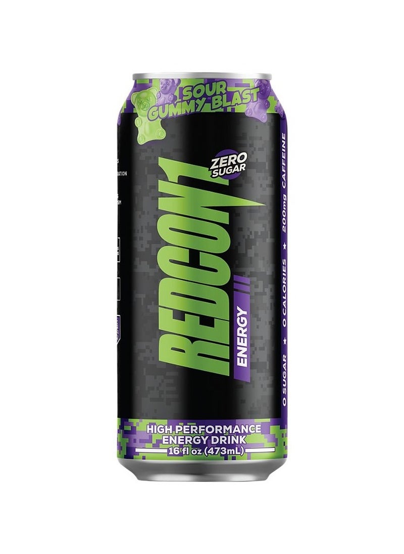 REDCON1 - Energy High Performance Drink 473ml, Sour Gummy, Blast Box Of 12 Pieces - Image 1