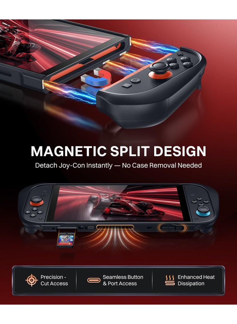 GolbinBox Magnetic Split Case for Nintendo Switch 2 with Kickstand, Black | Full-Body Cover with Aluminum Stand, Detachable Joy-Con Covers, Military-Grade Drop Protection, Anti-Slip Grip - Image 4