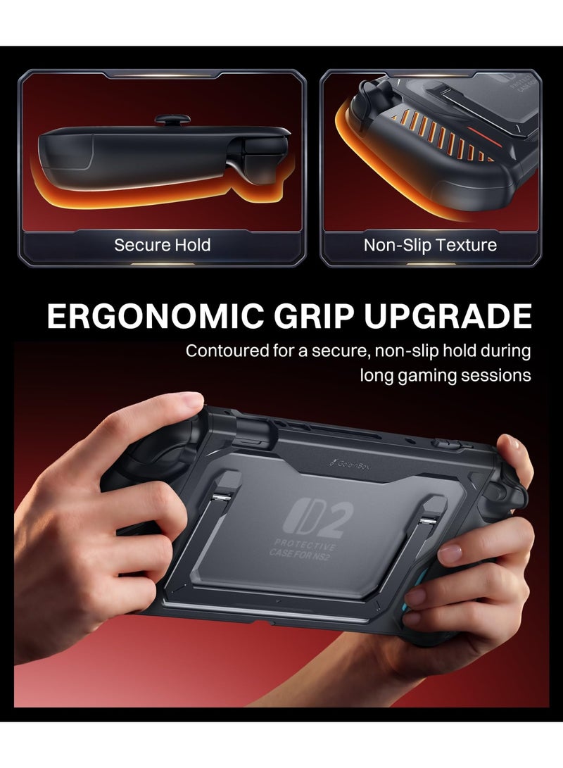 GolbinBox Magnetic Split Case for Nintendo Switch 2 with Kickstand, Black | Full-Body Cover with Aluminum Stand, Detachable Joy-Con Covers, Military-Grade Drop Protection, Anti-Slip Grip - Image 5