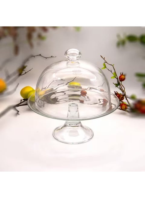 Crystal Dishwasher Safe Footed Plate with Dome Lid Clear 28cm