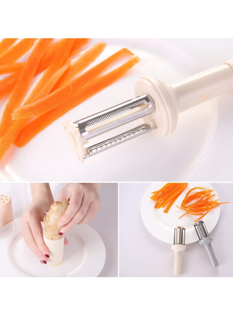 SYOSI 4 in 1vegetable Peeler Stainless Steel, 2 Pcs Fruit Peeler Professional Multifunction, Potato Grater Peeling Knife  with Plastic Handle for Making Delicious Salads Vegetarian Noodles Fruit Scraper - Image 2