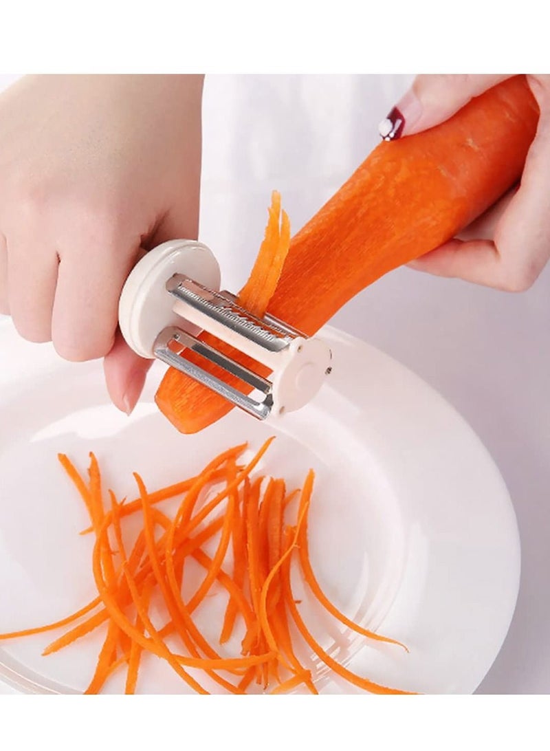 SYOSI 4 in 1vegetable Peeler Stainless Steel, 2 Pcs Fruit Peeler Professional Multifunction, Potato Grater Peeling Knife  with Plastic Handle for Making Delicious Salads Vegetarian Noodles Fruit Scraper - Image 4