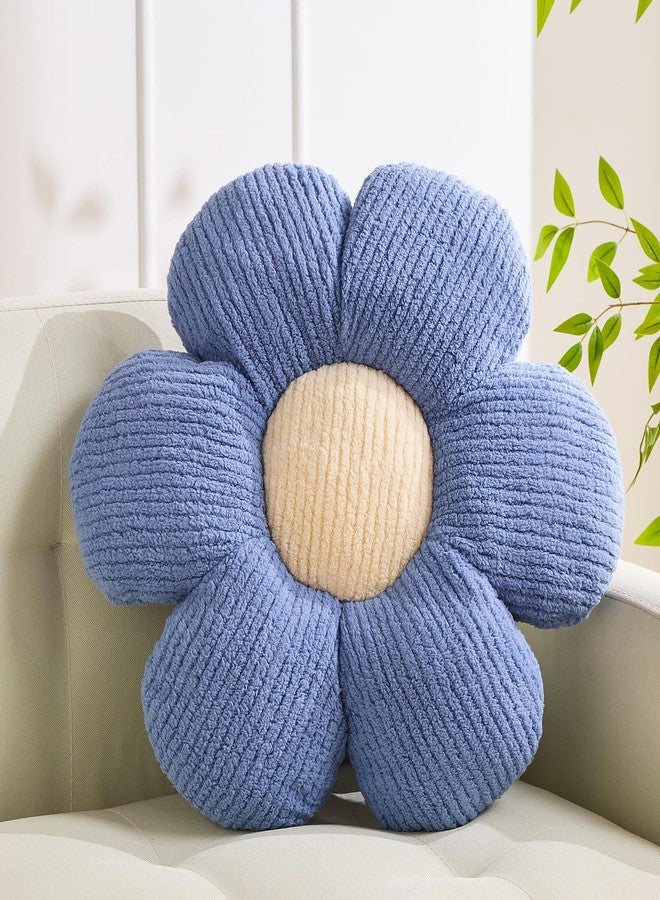 XIAIJIA Flower Pillow Flower Shaped Pillow Cushion Decorative Daisy Pillow for Bed Cute Throw Pillow Flower Floor Pillow Soft Seat Cushion Blue Flower Cushion 15.7" - Image 1