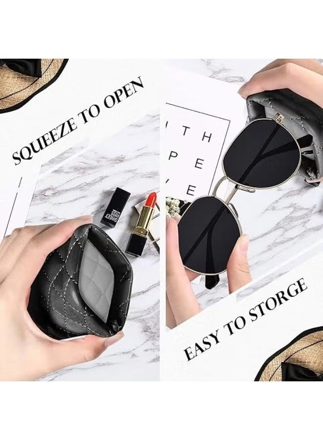 شيبشيب حافظة نظارات شمسية محمولة، جراب نظارات شمسية من الجلد الناعم باللونين الأسود والأبيض (قطعتين) - Image 4