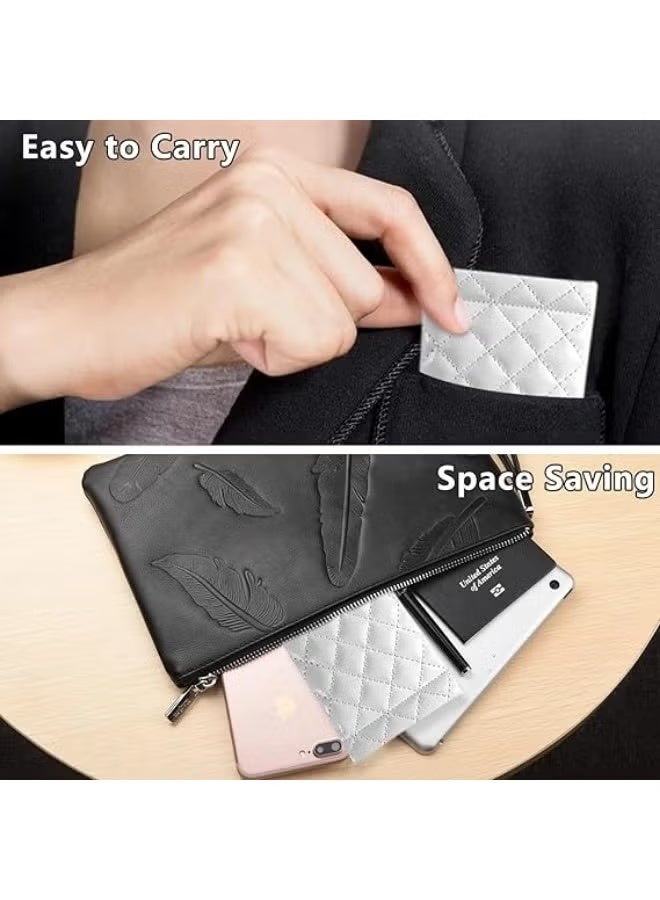 شيبشيب حافظة نظارات شمسية محمولة، جراب نظارات شمسية من الجلد الناعم باللونين الأسود والأبيض (قطعتين) - Image 5