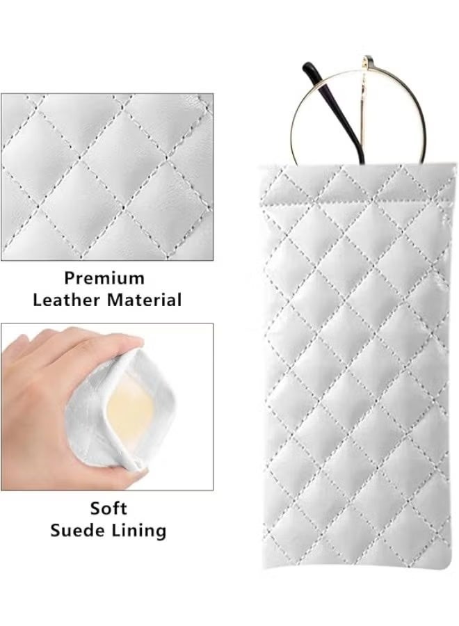 شيبشيب حافظة نظارات شمسية محمولة، جراب نظارات شمسية من الجلد الناعم باللونين الأسود والأبيض (قطعتين) - Image 3