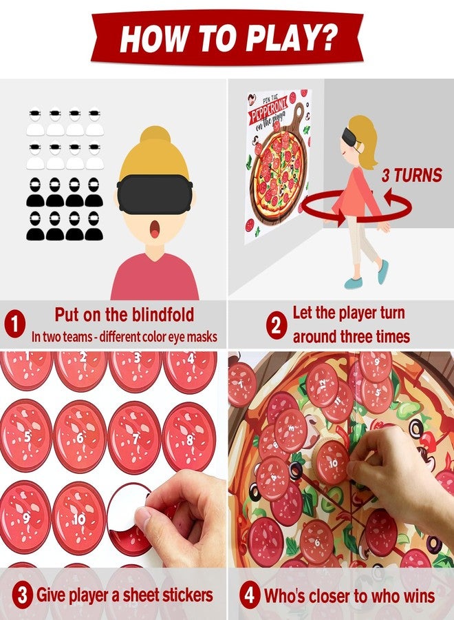PARTYLOUD Pizza Party Games, Pin The Pepperoni on The Pizza, Pizza Italian Birthday Party Games Decoration Classroom Toddlers Preschool Party Supplies for Boys Girls Adults - Image 3