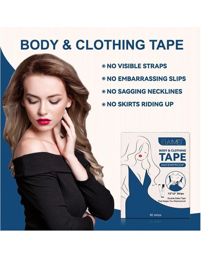 Lemon 80 Strips Double Sided Body & Clothing Tapes, Fashion Tape for Clothes, Dispenser Disposable & Waterproof Tapes For Women Clothes to Skin Body Tape for Any Kinds of Clothes Ideal Tape to Hold Clothes in Place  - Image 3