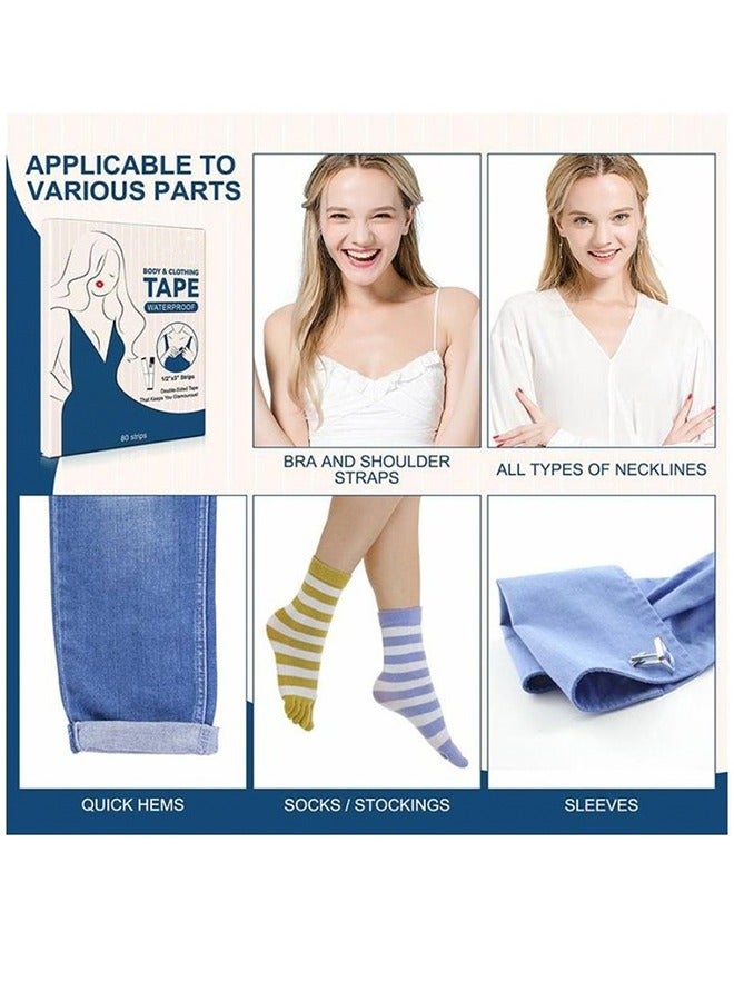ليمون 80 شريطًا مزدوج الوجهين للجسم والملابس، شريط أنيق للملابس، موزع أشرطة يمكن التخلص منها ومضادة للماء للنساء، شريط للجسم على الجلد لأي نوع من الملابس، شريط مثالي لتثبيت الملابس في مكانها - Image 5