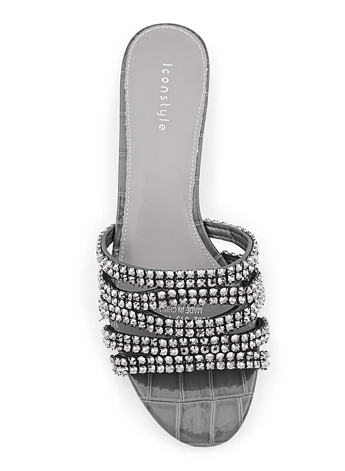 Iconstyle  Crystal heel slipper with a refined finish. for Women | Best Price UAE