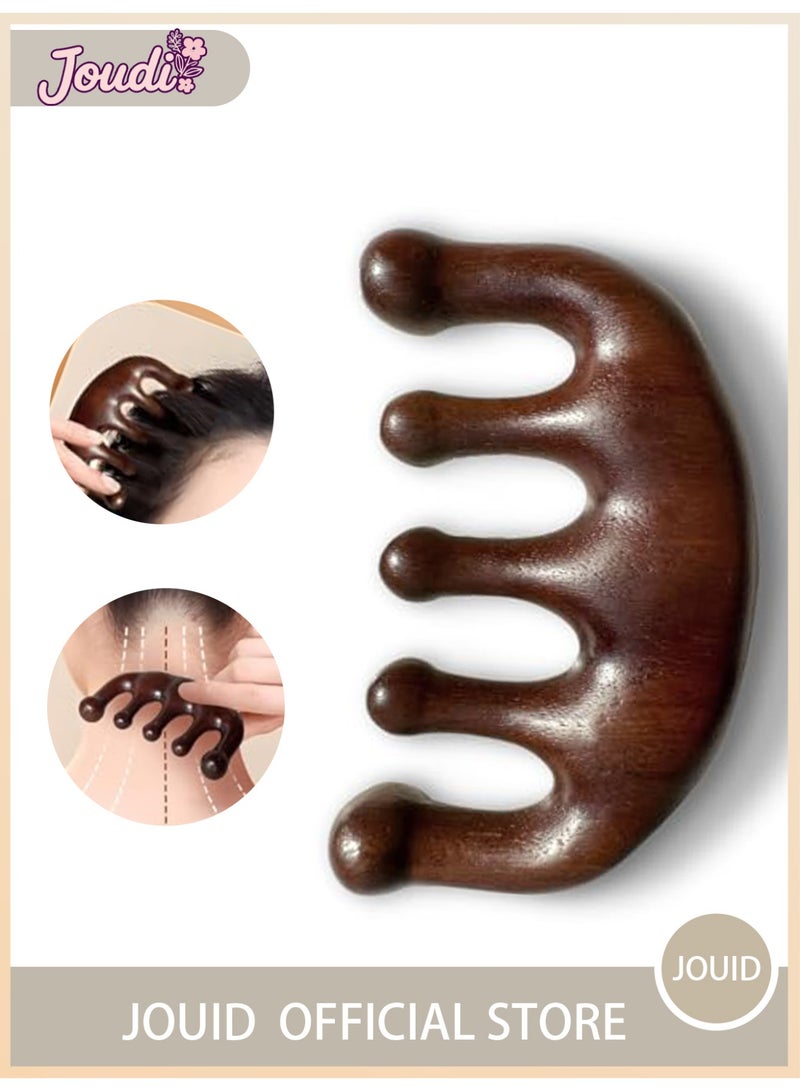 Joudi Wooden Scalp Massager - Handmade 100% Natural Green Sandalwood Wide Tooth Combs - Wood Massage Comb & Sandalwood Comb for Luxurious Hair Care - Image 1
