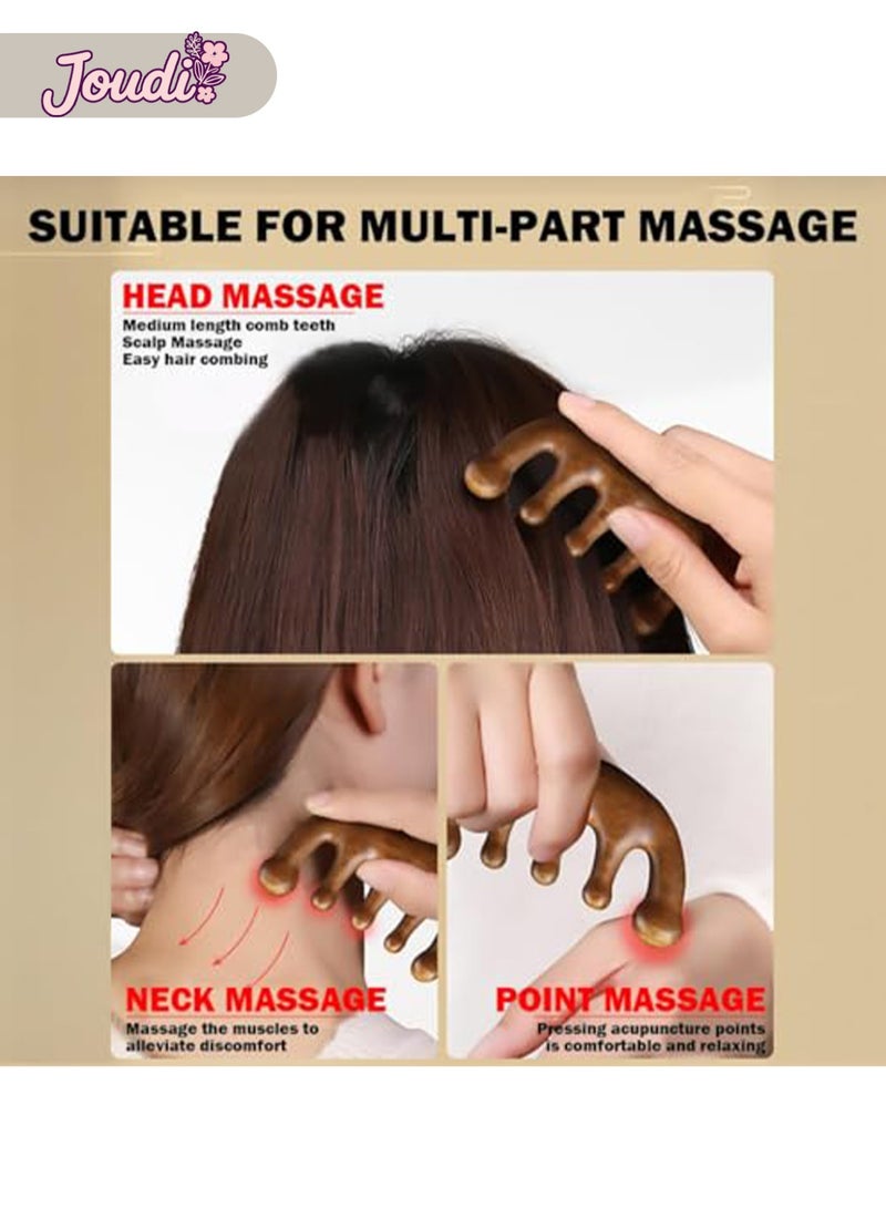 Joudi Wooden Scalp Massager - Handmade 100% Natural Green Sandalwood Wide Tooth Combs - Wood Massage Comb & Sandalwood Comb for Luxurious Hair Care - Image 4