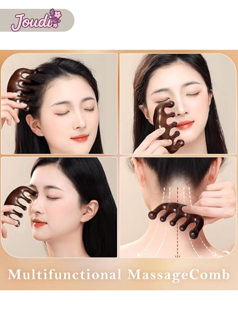 Joudi Wooden Scalp Massager - Handmade 100% Natural Green Sandalwood Wide Tooth Combs - Wood Massage Comb & Sandalwood Comb for Luxurious Hair Care - Image 5