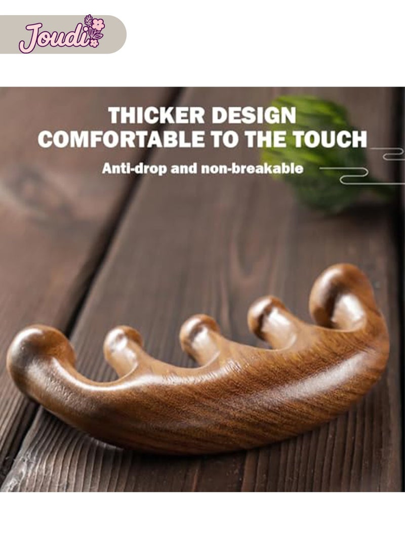 Joudi Wooden Scalp Massager - Handmade 100% Natural Green Sandalwood Wide Tooth Combs - Wood Massage Comb & Sandalwood Comb for Luxurious Hair Care - Image 2