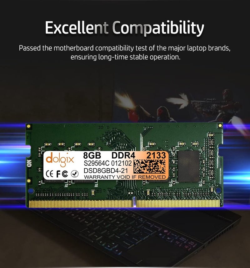 Dolgix® 8GB DDR4 2133MHz RAM | Laptop/Notebook RAM |PC4-17000 | SO-DIMM |Laptop -Memory | CL-15 |1Rx8 Single Rank| 3- Year Warranty (Made in India) - Image 4