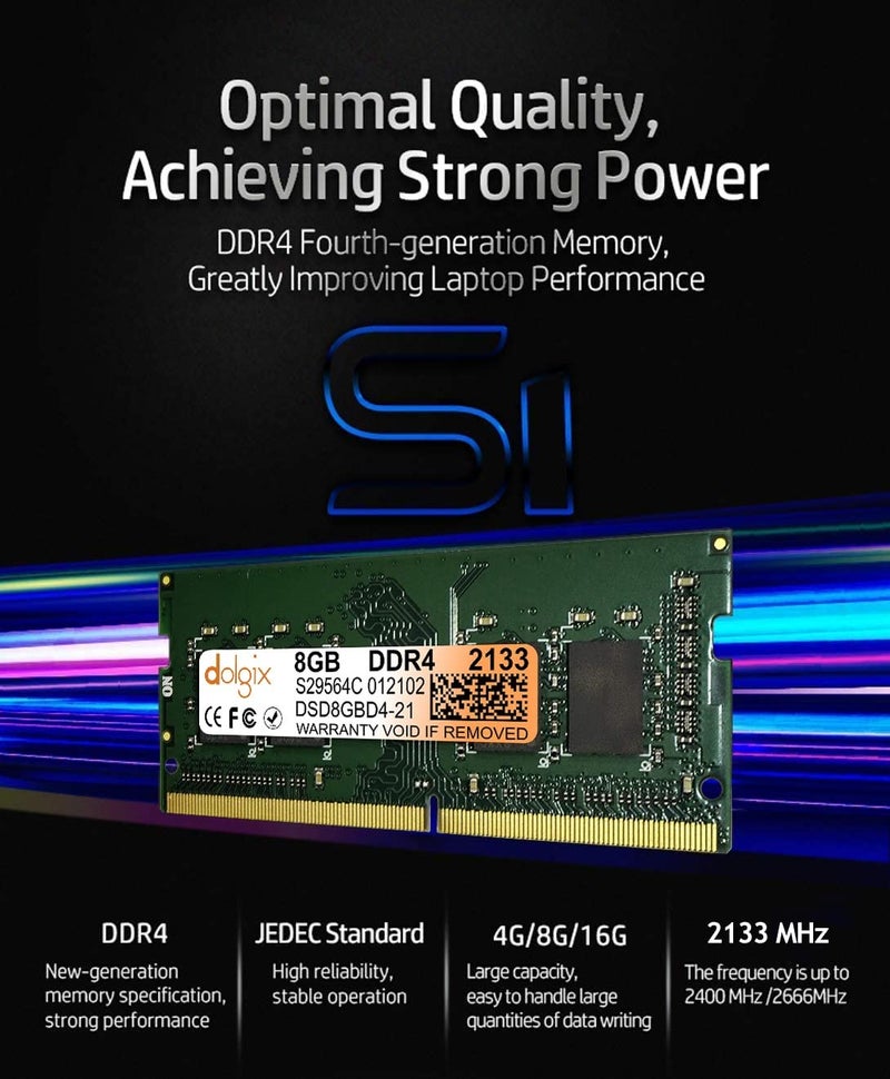 Dolgix® 8GB DDR4 2133MHz RAM | Laptop/Notebook RAM |PC4-17000 | SO-DIMM |Laptop -Memory | CL-15 |1Rx8 Single Rank| 3- Year Warranty (Made in India) - Image 3