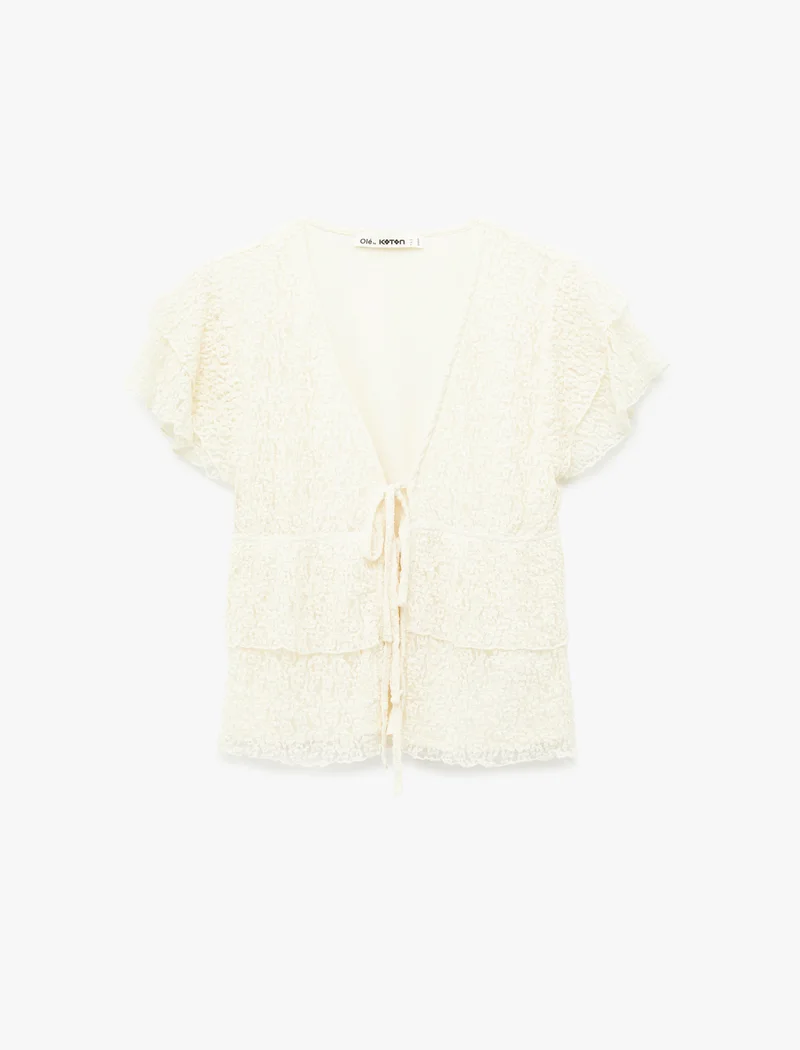 Koton  Lace Tie Front Detail Top for Women | Best Price UAE