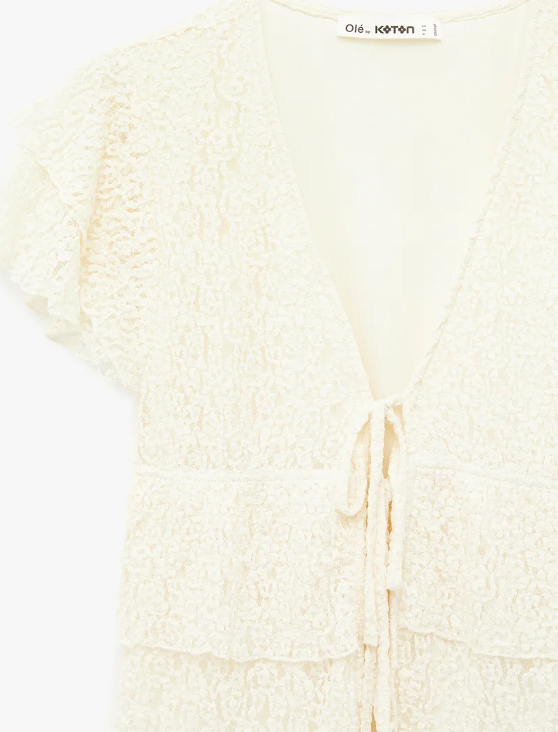 Koton  Lace Tie Front Detail Top for Women | Best Price UAE