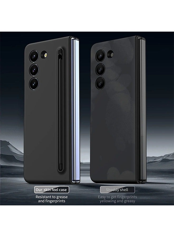 حافظة سامسونج جالاكسي Z فولد 5 رفيعة مع قلم جرافيت وغطاء واقٍ مقاوم للصدمات (أسود) - Image 2