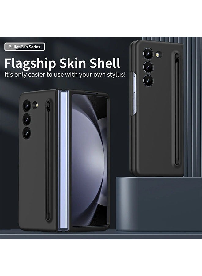 حافظة سامسونج جالاكسي Z فولد 5 رفيعة مع قلم جرافيت وغطاء واقٍ مقاوم للصدمات (أسود) - Image 4