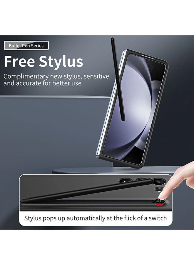 حافظة سامسونج جالاكسي Z فولد 5 رفيعة مع قلم جرافيت وغطاء واقٍ مقاوم للصدمات (أسود) - Image 3