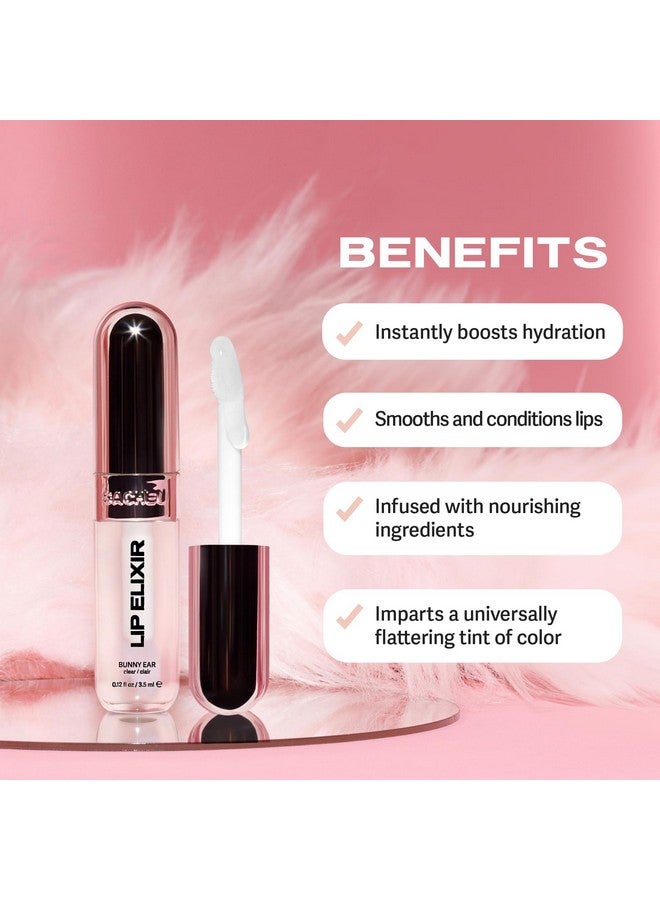 Sacheu Lip Elixir Nourishing and Hydrating Lipgloss. Moisturizing & Plumping Lip Gloss Enriched with Collagen. Non-Sticky Lip Color, Smooth High-Shine Finish. Vegan & Cruelty-Free, Bunny Ear - Clear - Image 4
