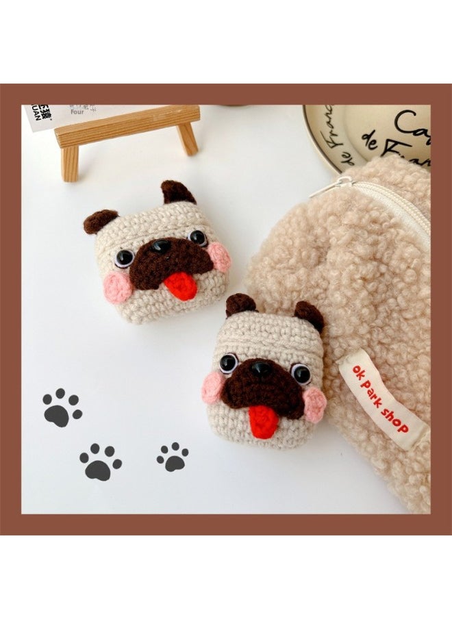 Generic - Pug For Apple AirPods Pro1/2/3 Generation Wireless Bluetooth Headset Protective Cover Autumn And Winter Knitted Female-Color:Knitted Pug-Applicable Model:airpods3 Generation - Image 1