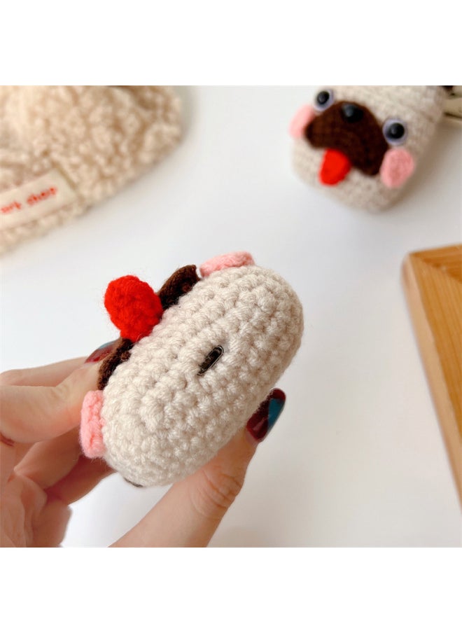 Generic - Pug For Apple AirPods Pro1/2/3 Generation Wireless Bluetooth Headset Protective Cover Autumn And Winter Knitted Female-Color:Knitted Pug-Applicable Model:airpods3 Generation - Image 1