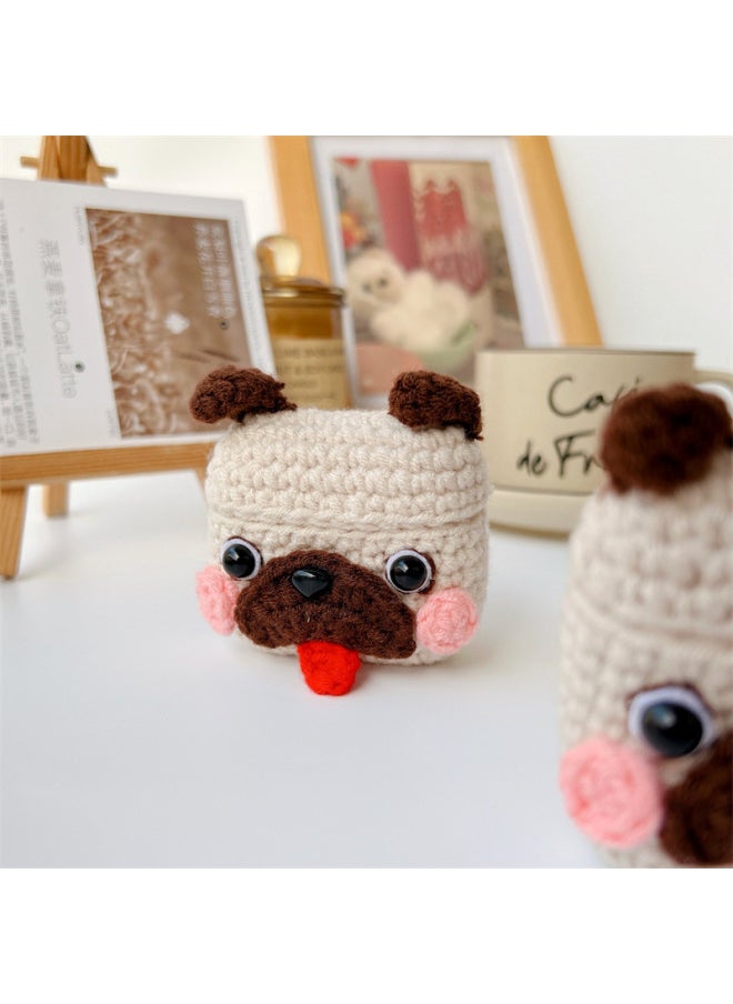 Generic - Pug For Apple AirPods Pro1/2/3 Generation Wireless Bluetooth Headset Protective Cover Autumn And Winter Knitted Female-Color:Knitted Pug-Applicable Model:airpods3 Generation - Image 1