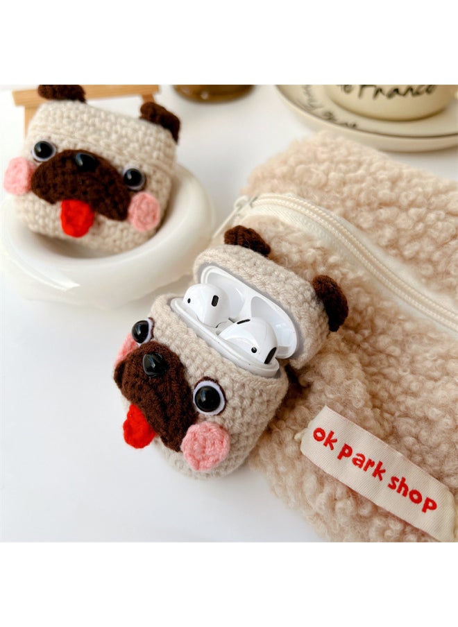 Generic - Pug For Apple AirPods Pro1/2/3 Generation Wireless Bluetooth Headset Protective Cover Autumn And Winter Knitted Female-Color:Knitted Pug-Applicable Model:airpods3 Generation - Image 1