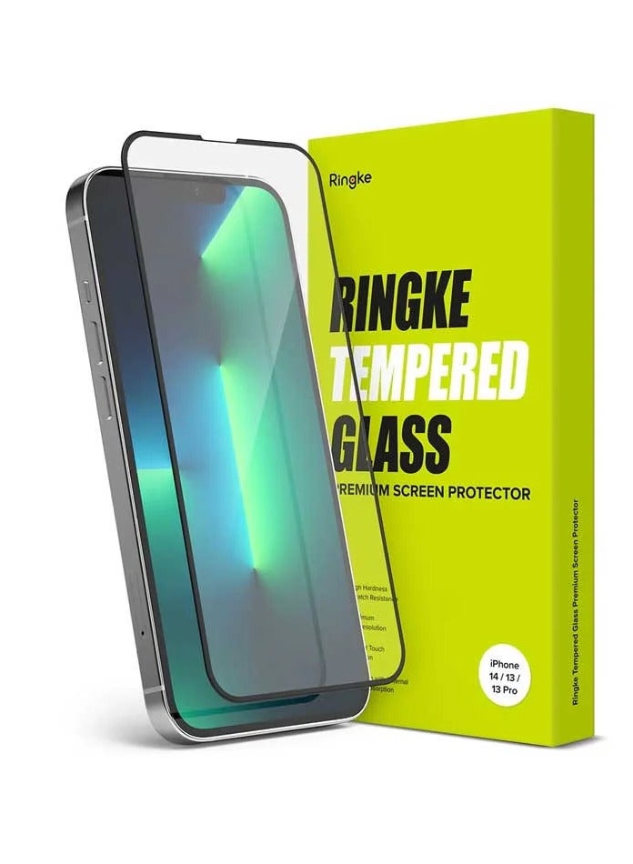 رينجك واقي شاشة Ringke Full Cover Glass [تغطية مقاومة للكسر] متوافق مع iPhone 14 و13 و13 Pro شفاف مقاس 6.1 بوصة، زجاج مقوى ممتاز بتغطية كاملة - Image 1