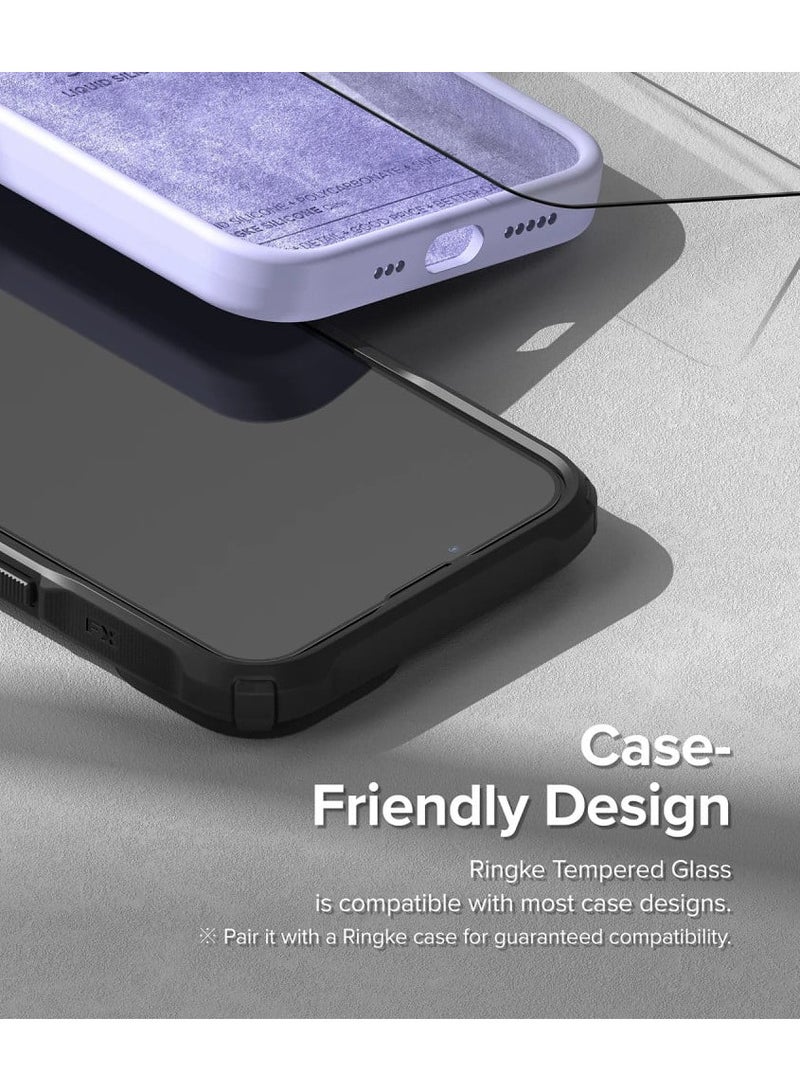 رينجك واقي شاشة Ringke Full Cover Glass [تغطية مقاومة للكسر] متوافق مع iPhone 14 و13 و13 Pro شفاف مقاس 6.1 بوصة، زجاج مقوى ممتاز بتغطية كاملة - Image 5