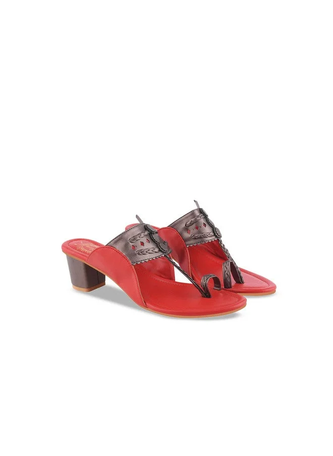 Shoetopia Shoetopia Girls Printed Ethnic Block Sandals