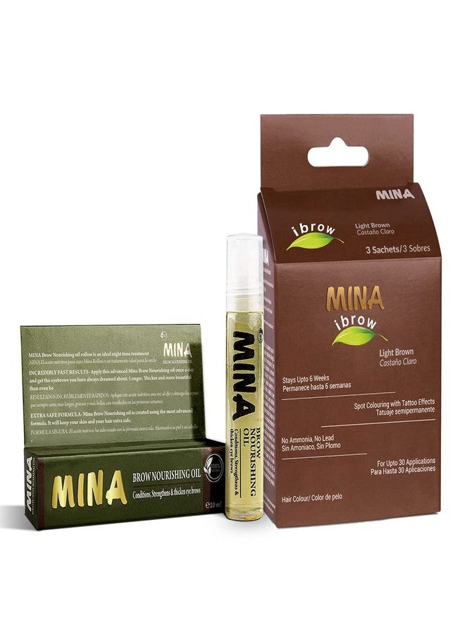 MinaiBrow Mina ibrow Hair Color Light Brown |Natural Spot coloring Hair Tinting Powder with brow Nourishing Oil For Professional, Water and Smudge Proof | No Ammonia, No Lead with 100% Gray Converge - Image 1