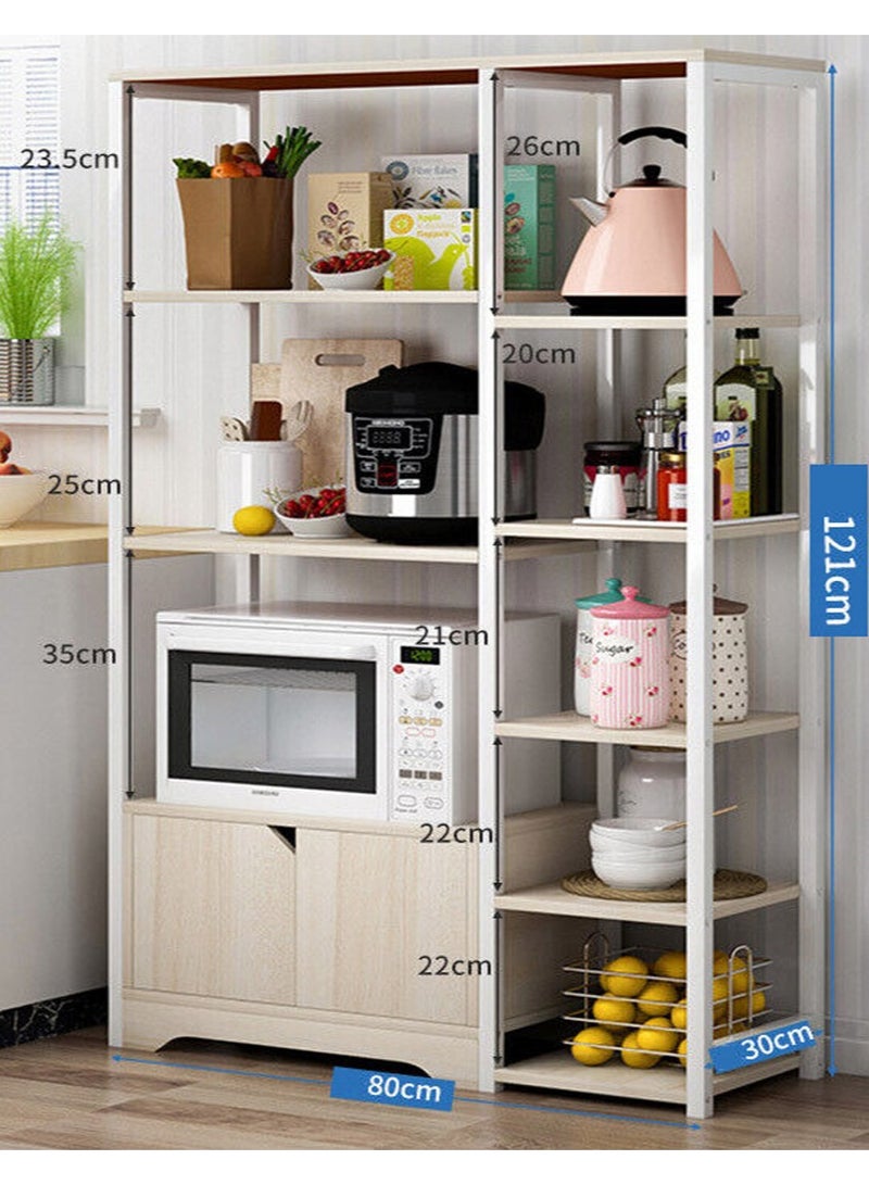 DubaiGallery 4-Tier Spice Holder Microwave Oven Stand Kitchen Rack with Storage Cabinet Multi Function Baker's Racks for Utensils Vegetable Fruit - Image 4