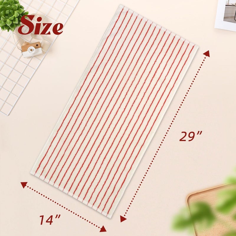Jacquotha Striped Hand Towels Set of 2, Vintage Bathroom & Kitchen Decor, Guest Use, Soft Gentle for Adults Kids, Natural Cotton, 14â€ x 29â€, Coral Red - Image 4