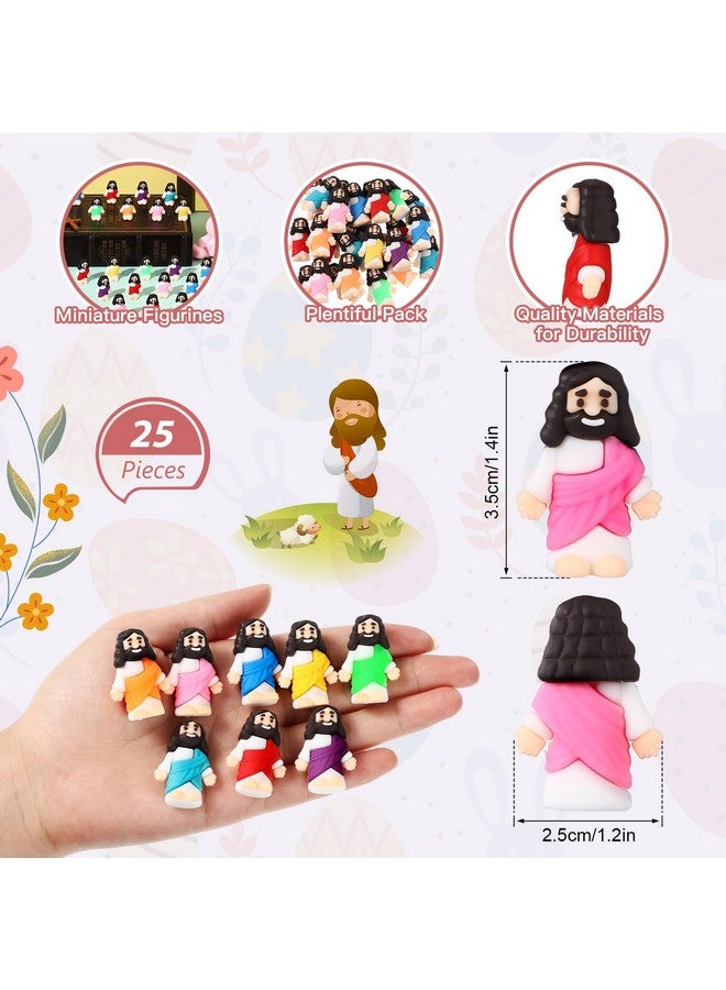 Bememo 25 Pcs Little Jesus Figures Original Design Mini Rubber Jesus Toys To Hide And Seek Religious Party Favors Sunday School Baptism Gifts (Vibrant Color) - Image 2