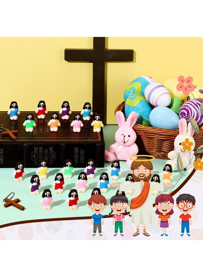 Bememo 25 Pcs Little Jesus Figures Original Design Mini Rubber Jesus Toys To Hide And Seek Religious Party Favors Sunday School Baptism Gifts (Vibrant Color) - Image 3