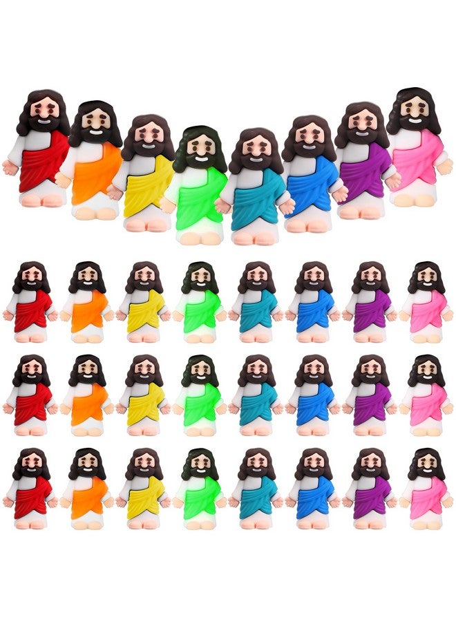 Bememo 25 Pcs Little Jesus Figures Original Design Mini Rubber Jesus Toys To Hide And Seek Religious Party Favors Sunday School Baptism Gifts (Vibrant Color) - Image 1