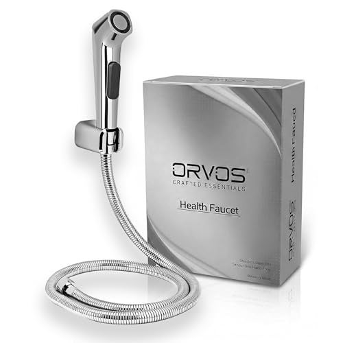 Orvos Health Faucet, Modern Squeeze Button, ABS Outer Body with Brass pin, with 1 to 1.2 Meter extendable SS 304 Shower Hose and wall Hook, Jet Spray for high end Luxury Toilets - Image 1