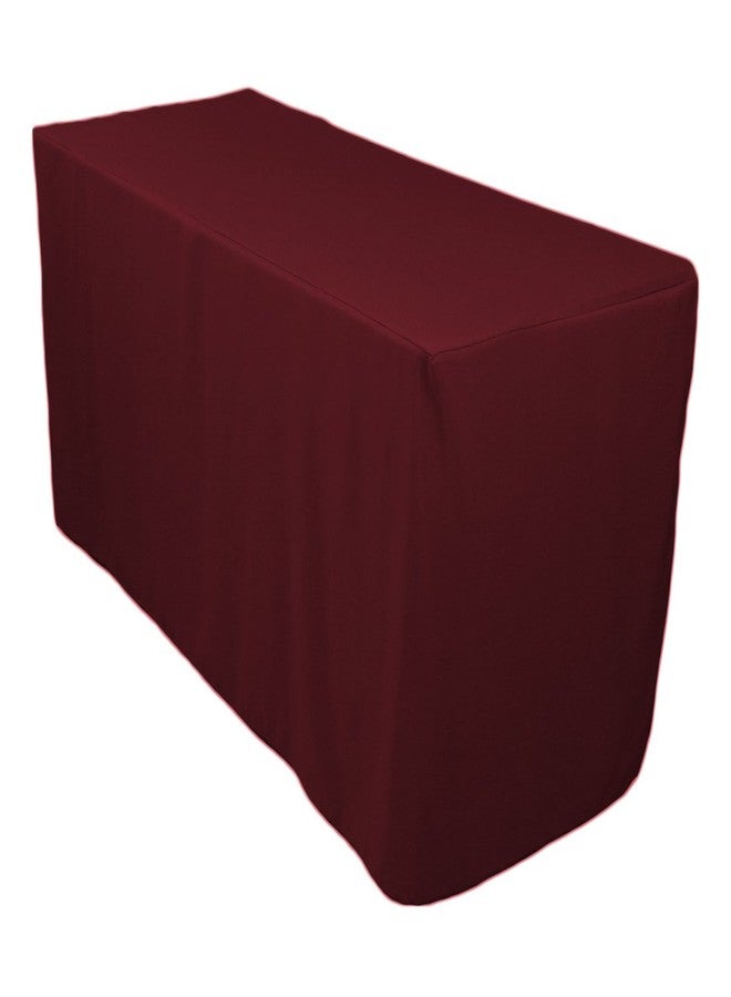 LTC LINENS LinenTablecloth 4 ft. Fitted Polyester Tablecloth Burgundy - Image 1