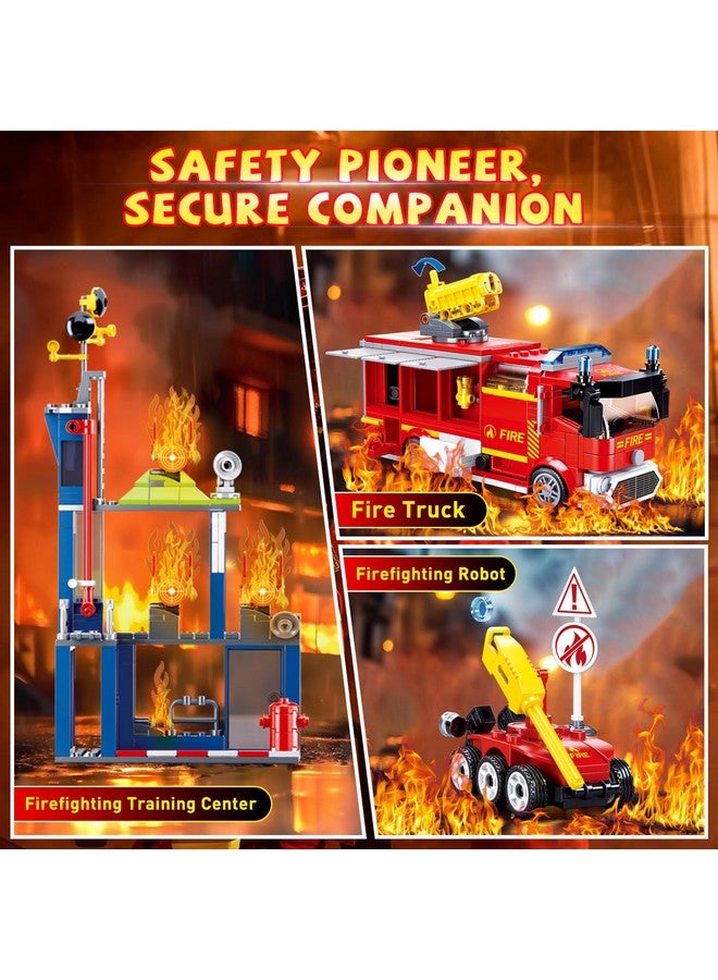 Sluban City Fire Training Set, Fire Rescue Building Set with 4 Fireman Minifigures & Fire Truck, Compatible with Lego City Fire Station Set, Building Toys Gifts for Boys Aged 6-12, 585 PCS - Image 2