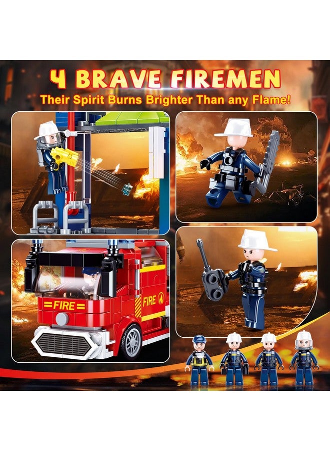 Sluban City Fire Training Set, Fire Rescue Building Set with 4 Fireman Minifigures & Fire Truck, Compatible with Lego City Fire Station Set, Building Toys Gifts for Boys Aged 6-12, 585 PCS - Image 4
