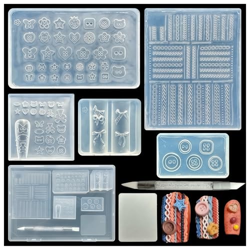BHCCXZ 5Pcs 3D Sweater Knot Gel Nail Art Mold Arts Resin Buttons Molds for Accessories Supplies Cherry Bow Silicone Tools Nails - Image 1