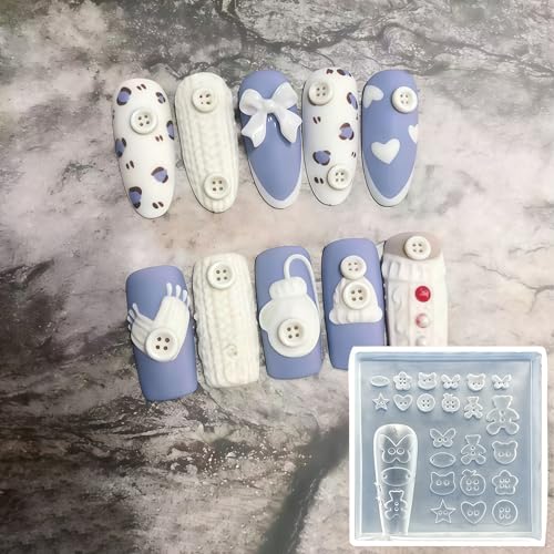 BHCCXZ 5Pcs 3D Sweater Knot Gel Nail Art Mold Arts Resin Buttons Molds for Accessories Supplies Cherry Bow Silicone Tools Nails - Image 4