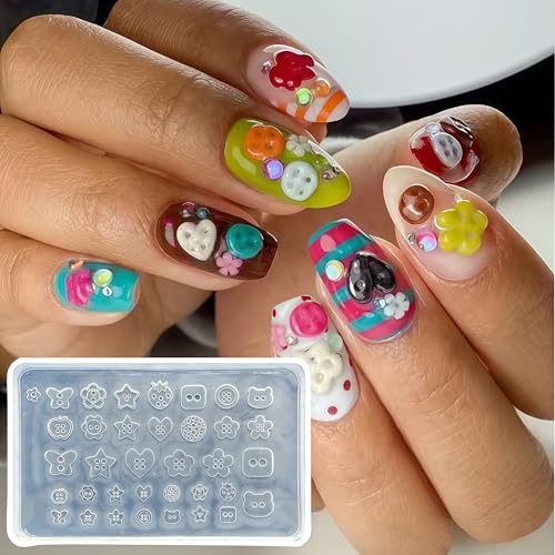 BHCCXZ 5Pcs 3D Sweater Knot Gel Nail Art Mold Arts Resin Buttons Molds for Accessories Supplies Cherry Bow Silicone Tools Nails - Image 3