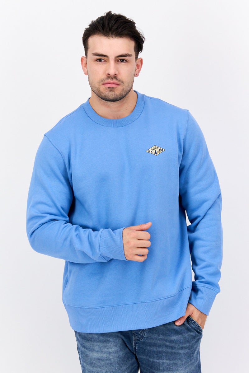 ESPRIT Men Crew Neck Brand Logo Long Sleeves Sweatshirt, Blue - Image 1